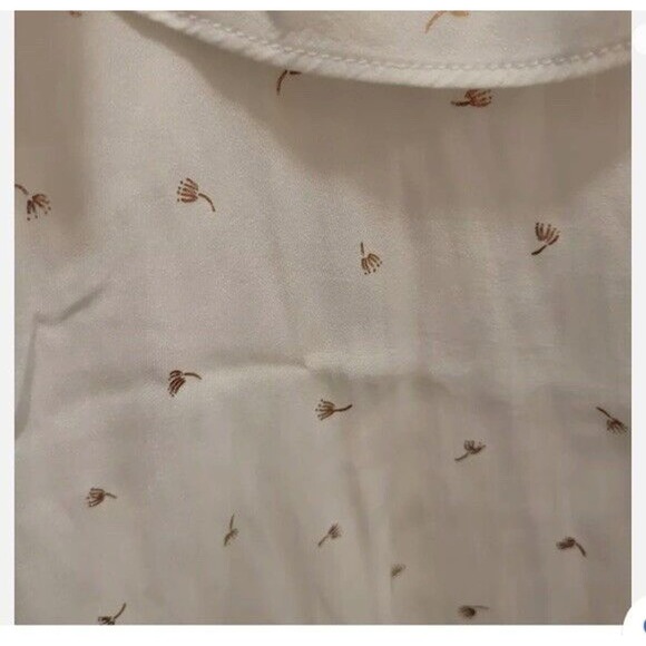 anthropologie current air White & Gold Floral Blouse $120 boho spring ruffle top - Picture 5 of 10